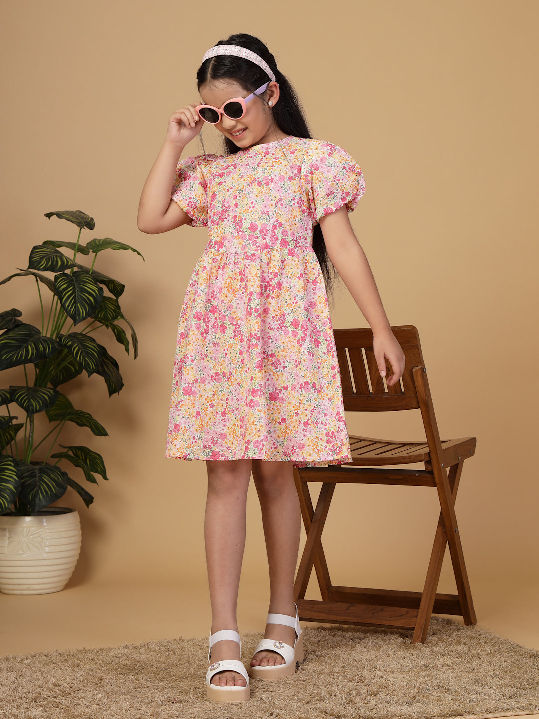 Floral Print Cotton Fit & Flare Dress