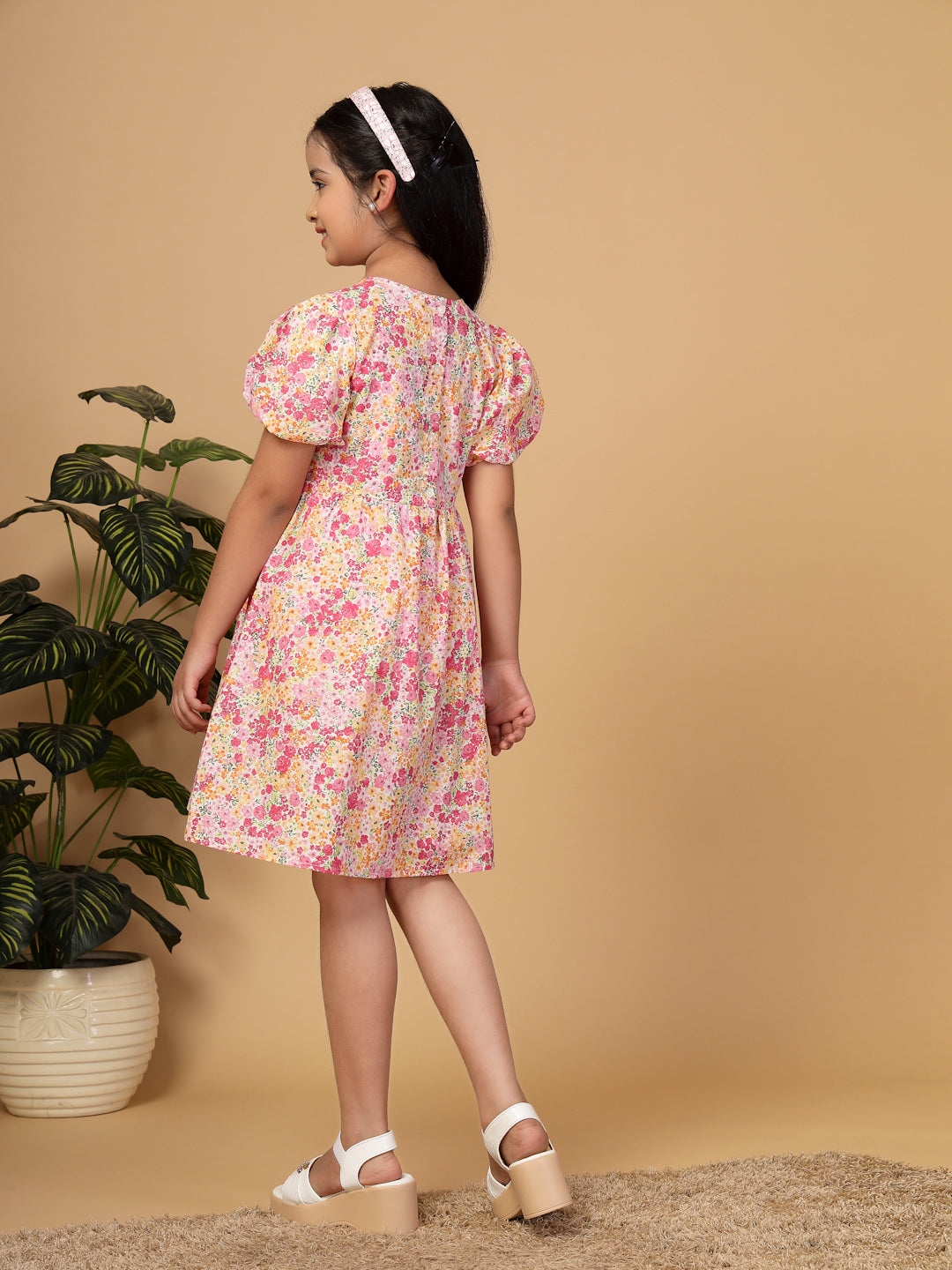 Floral Print Cotton Fit & Flare Dress