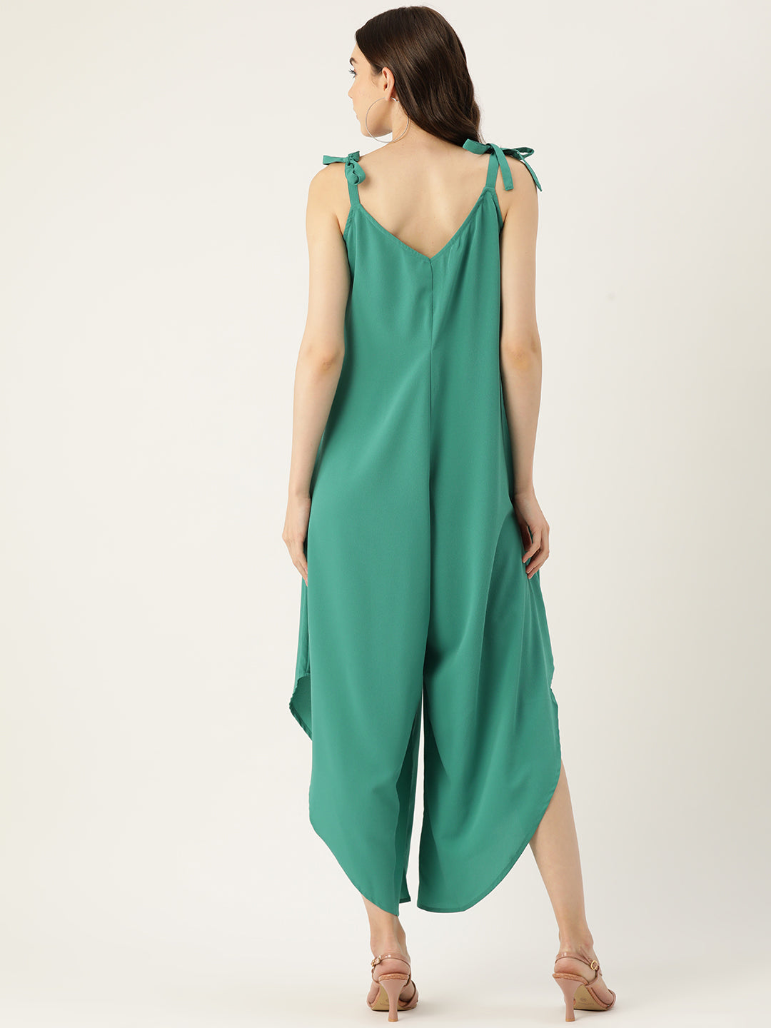 Green Solid Basic Jumpsuit