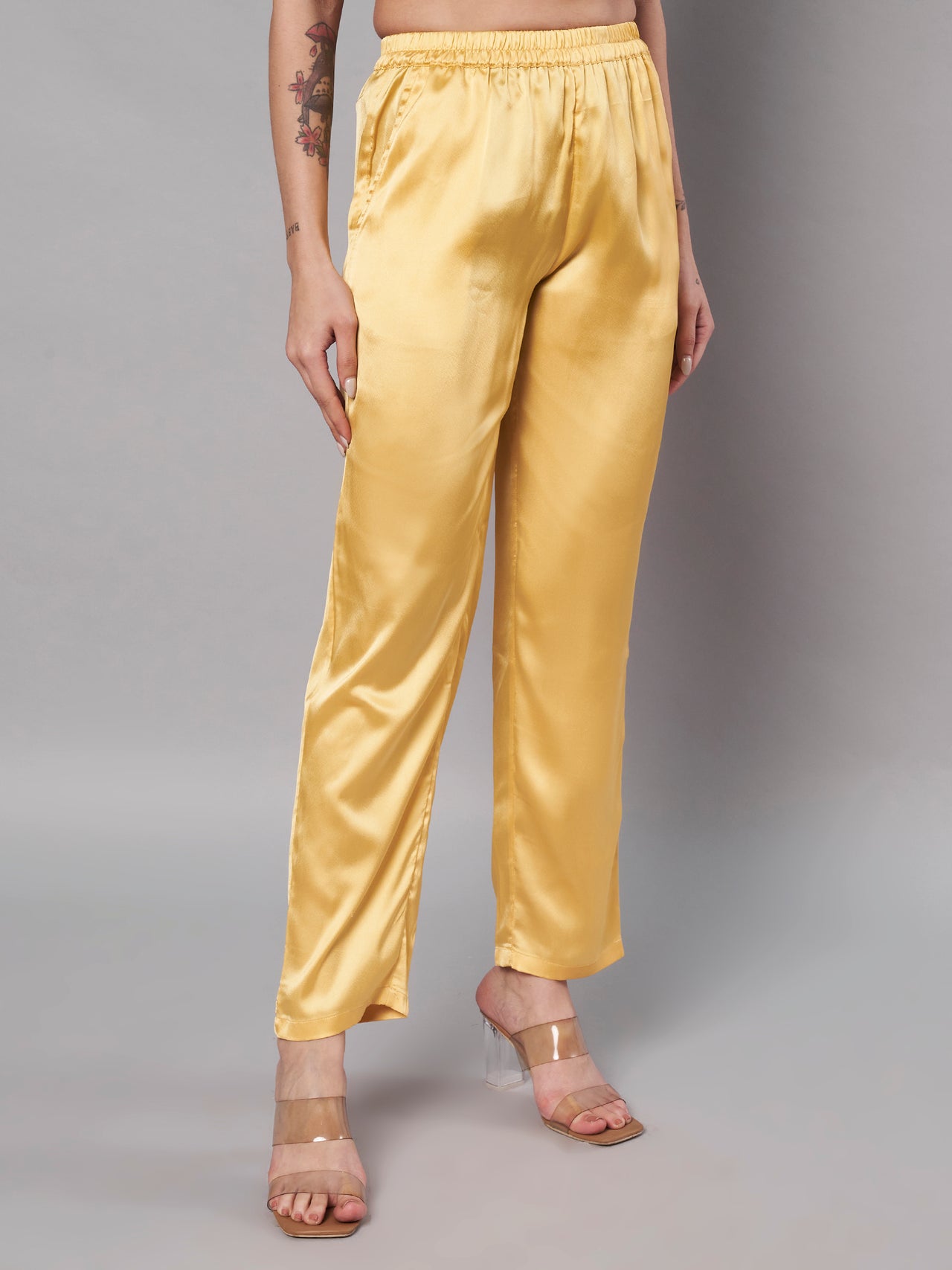 Solid Stylish Mustard Trousers For Women