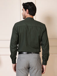 Thumbnail for Men Green Cotton Casual Shirt Full Sleeve Regular Fit Everyday Wear