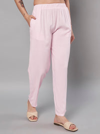 Thumbnail for Solid Stylish Pink Trousers For Women
