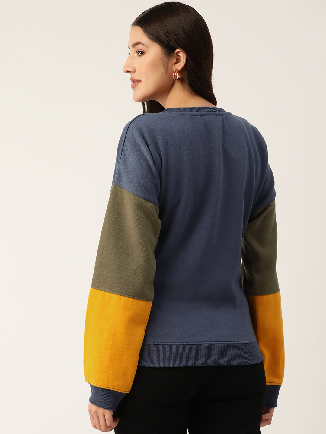 Blue Colourblocked Fleece Sweatshirt