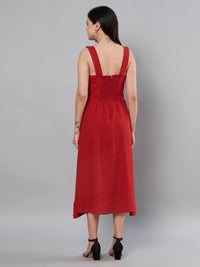 Thumbnail for Red color stylish solid dress for women