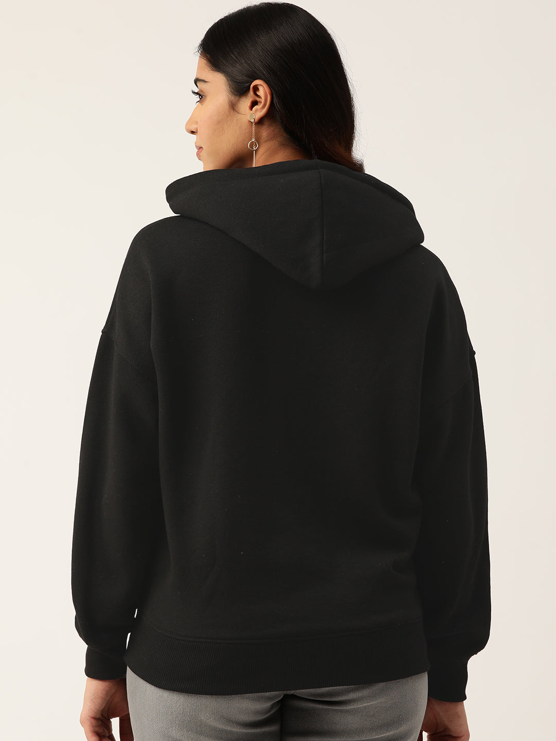 Black Hooded Fleece Sweatshirt