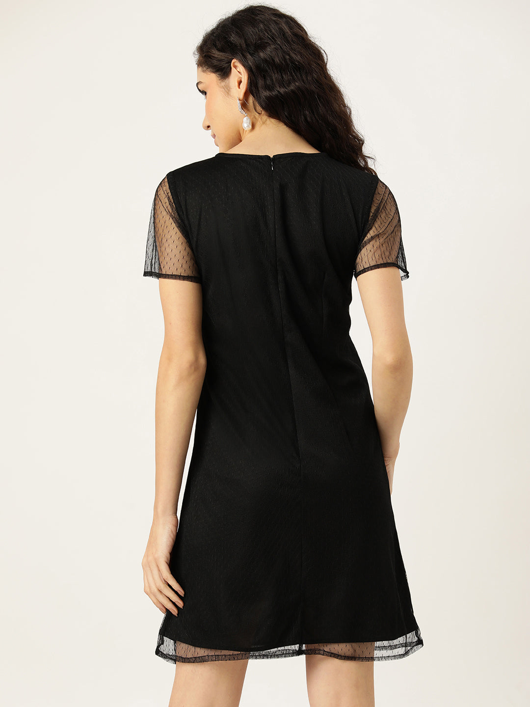 Black Net A-Line Mini Dress