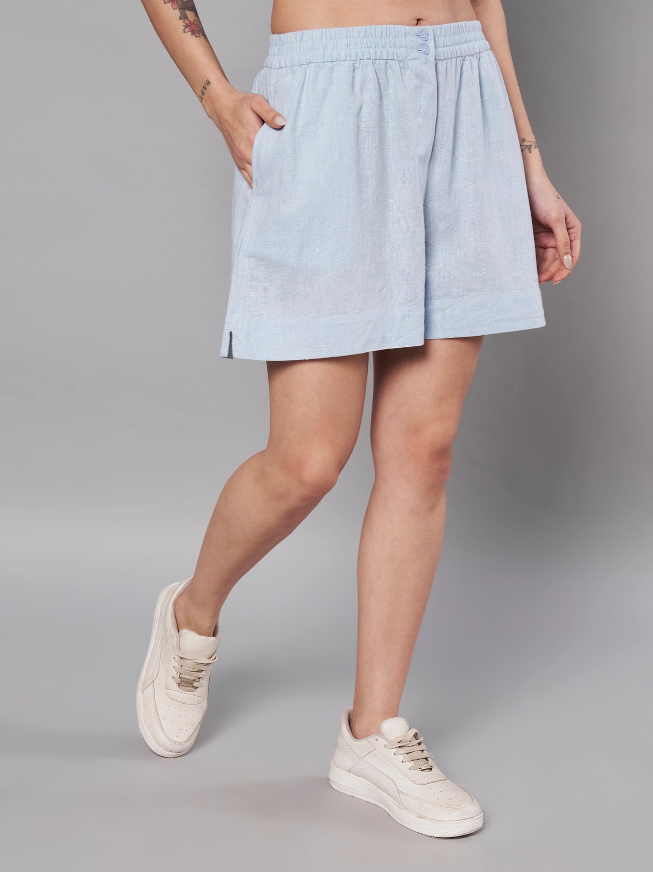 Blue Casual Shorts for Women