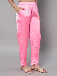 Thumbnail for Solid Stylish Pink Trousers For Women