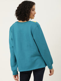 Thumbnail for Blue Striped Colourblocked Longline Fleece Sweatshirt