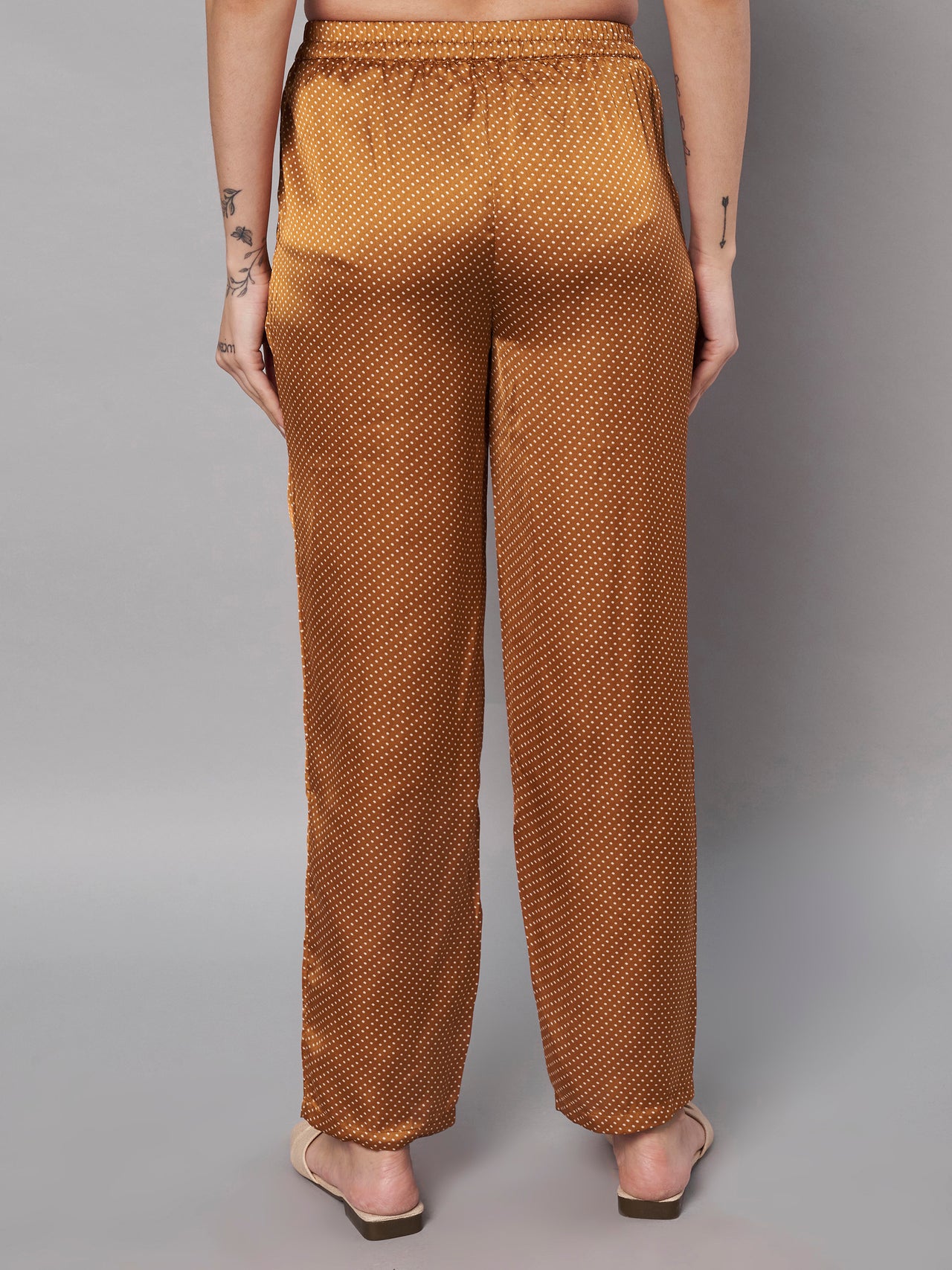 Solid Stylish Brown Trousers For Women