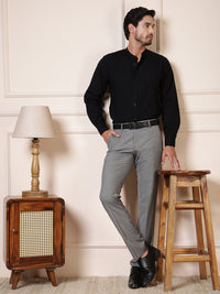 Thumbnail for Men Black Solid Cotton Casual Shirt Full Sleeve Regular Fit Everyday Wear