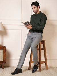 Thumbnail for Men Green Cotton Casual Shirt Full Sleeve Regular Fit Everyday Wear