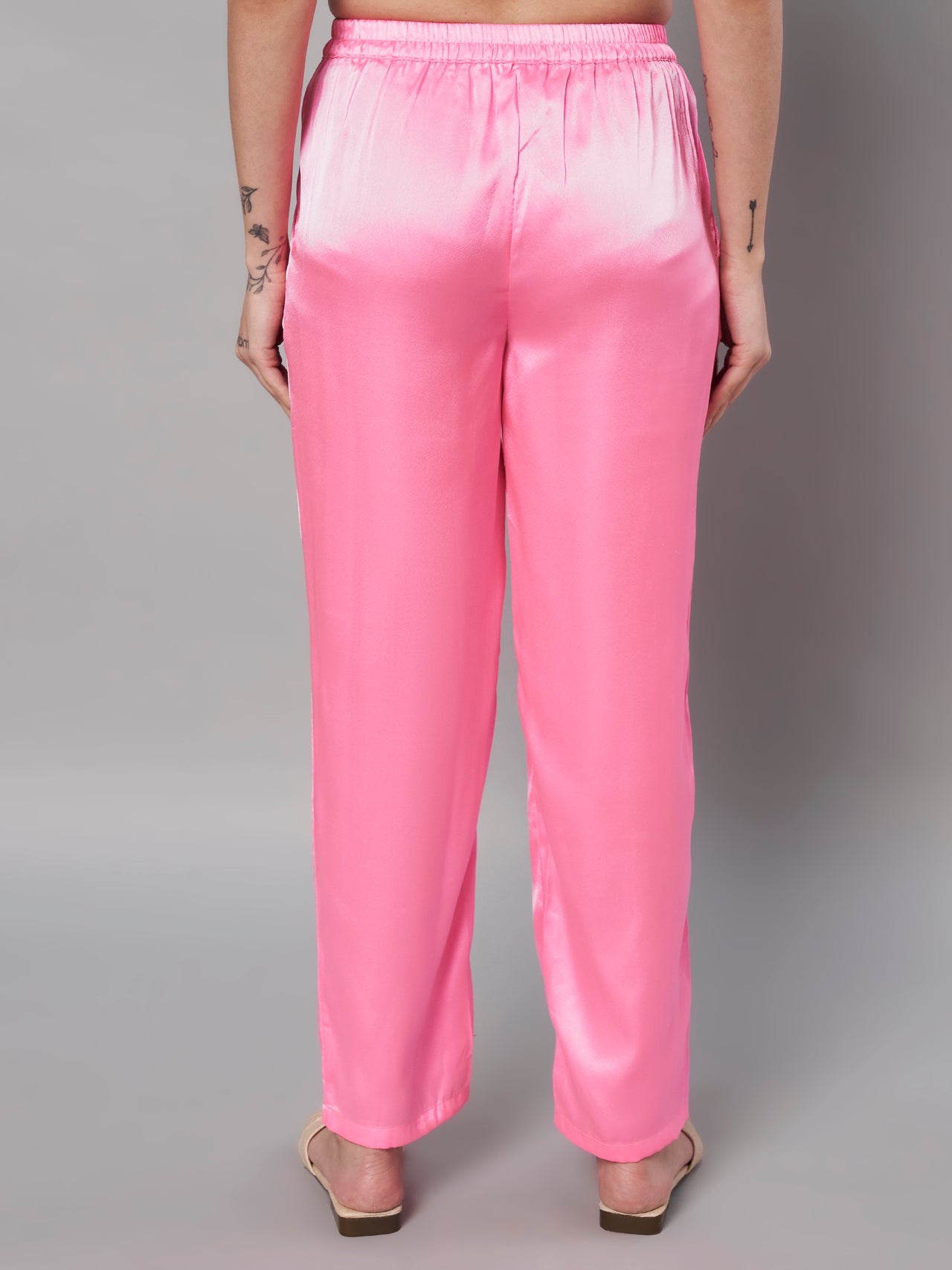 Solid Stylish Pink Trousers For Women
