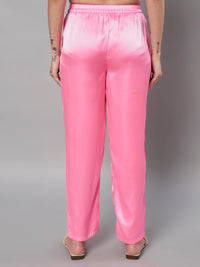 Thumbnail for Solid Stylish Pink Trousers For Women