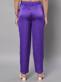 Thumbnail for Solid Stylish Purple Trousers For Women