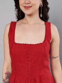Thumbnail for Red color stylish solid dress for women