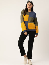 Thumbnail for Blue Colourblocked Fleece Sweatshirt