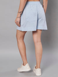 Thumbnail for Blue Casual Shorts for Women