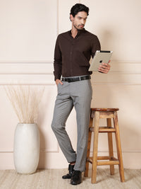 Thumbnail for Men Brown Solid Cotton Casual Shirt Full Sleeve Regular Fit Everyday Wear