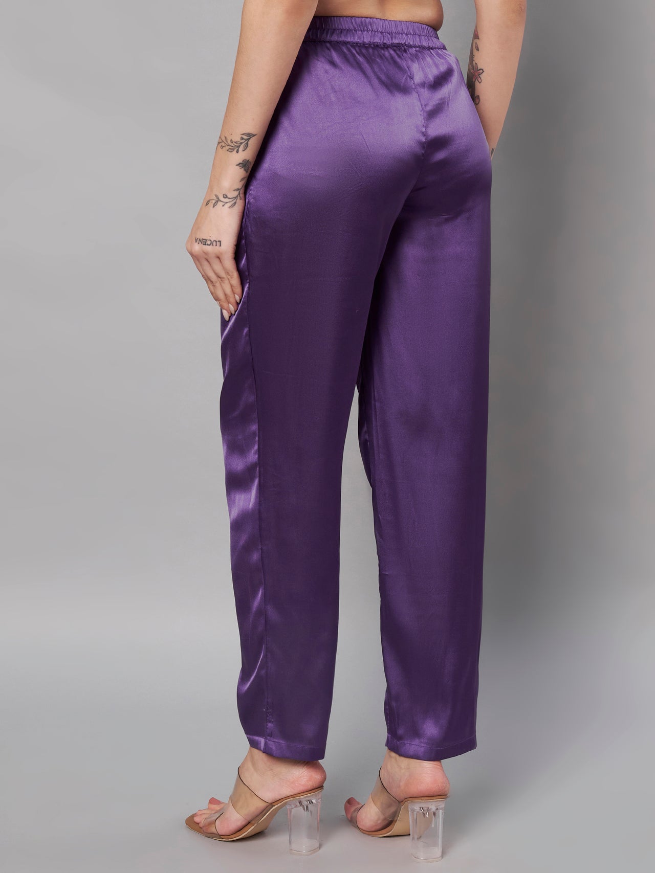 Solid Stylish Purple Trousers For Women