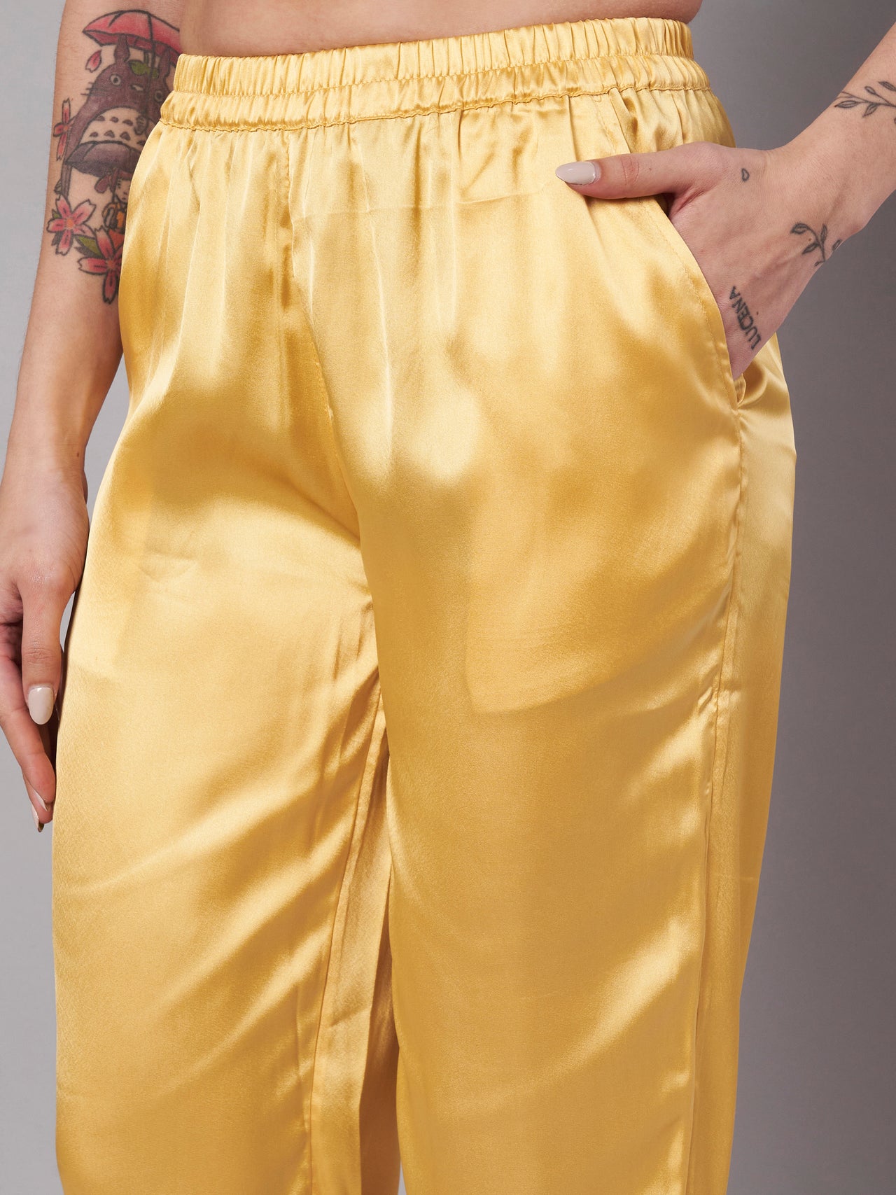 Solid Stylish Mustard Trousers For Women