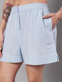 Thumbnail for Blue Casual Shorts for Women