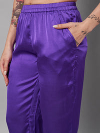Thumbnail for Solid Stylish Purple Trousers For Women