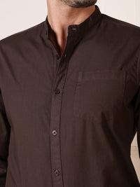 Thumbnail for Men Brown Solid Cotton Casual Shirt Full Sleeve Regular Fit Everyday Wear