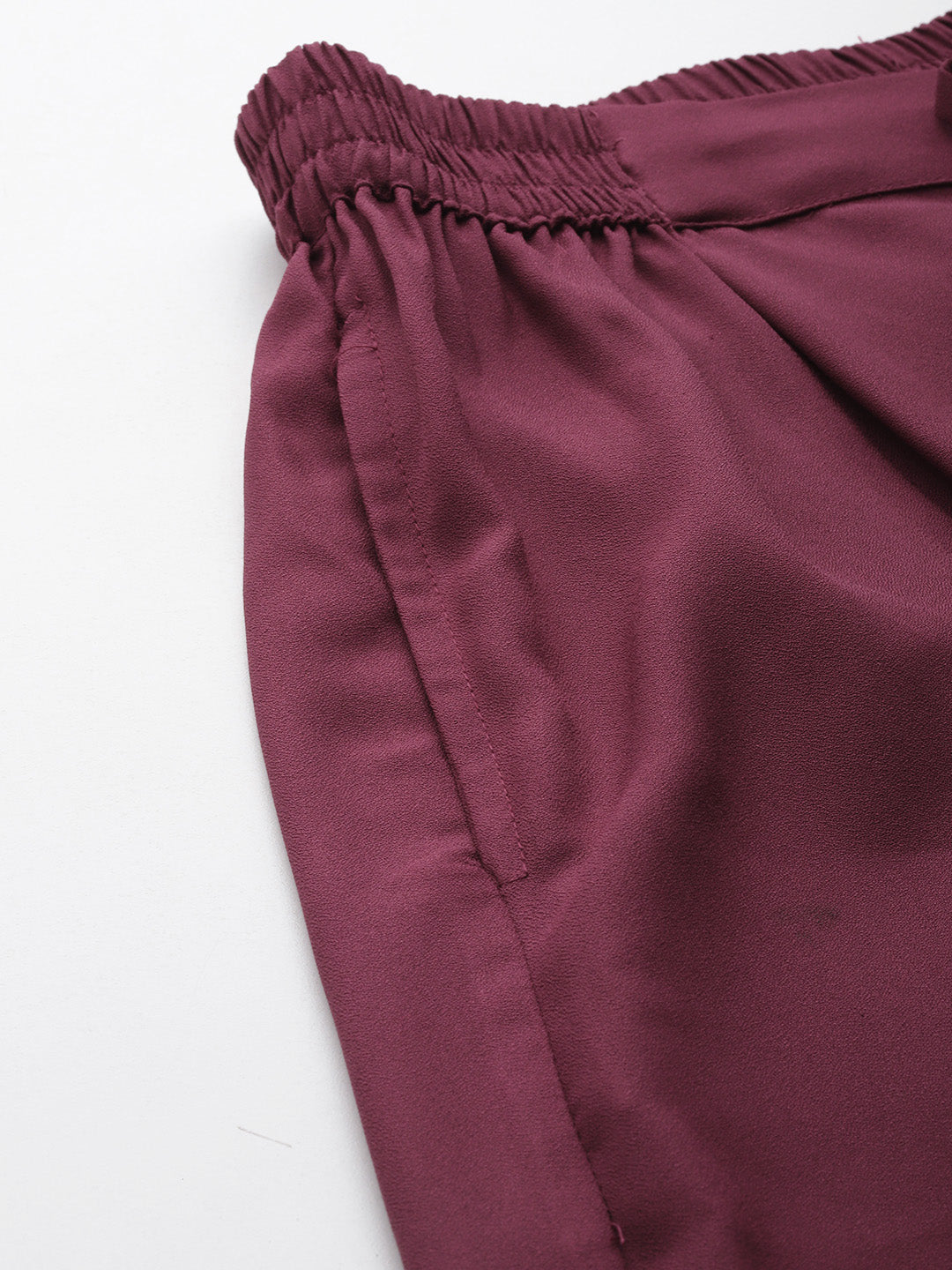 Rue Collection Maroon Relaxed Loose Fit High-Rise Pleated Culottes
