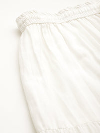 Thumbnail for Women White Solid Tiered Cotton Maxi Skirt