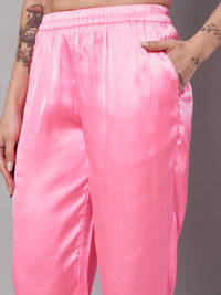 Thumbnail for Solid Stylish Pink Trousers For Women