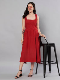 Thumbnail for Red color stylish solid dress for women