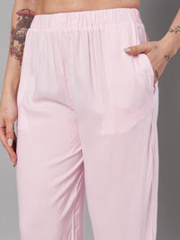 Thumbnail for Solid Stylish Pink Trousers For Women
