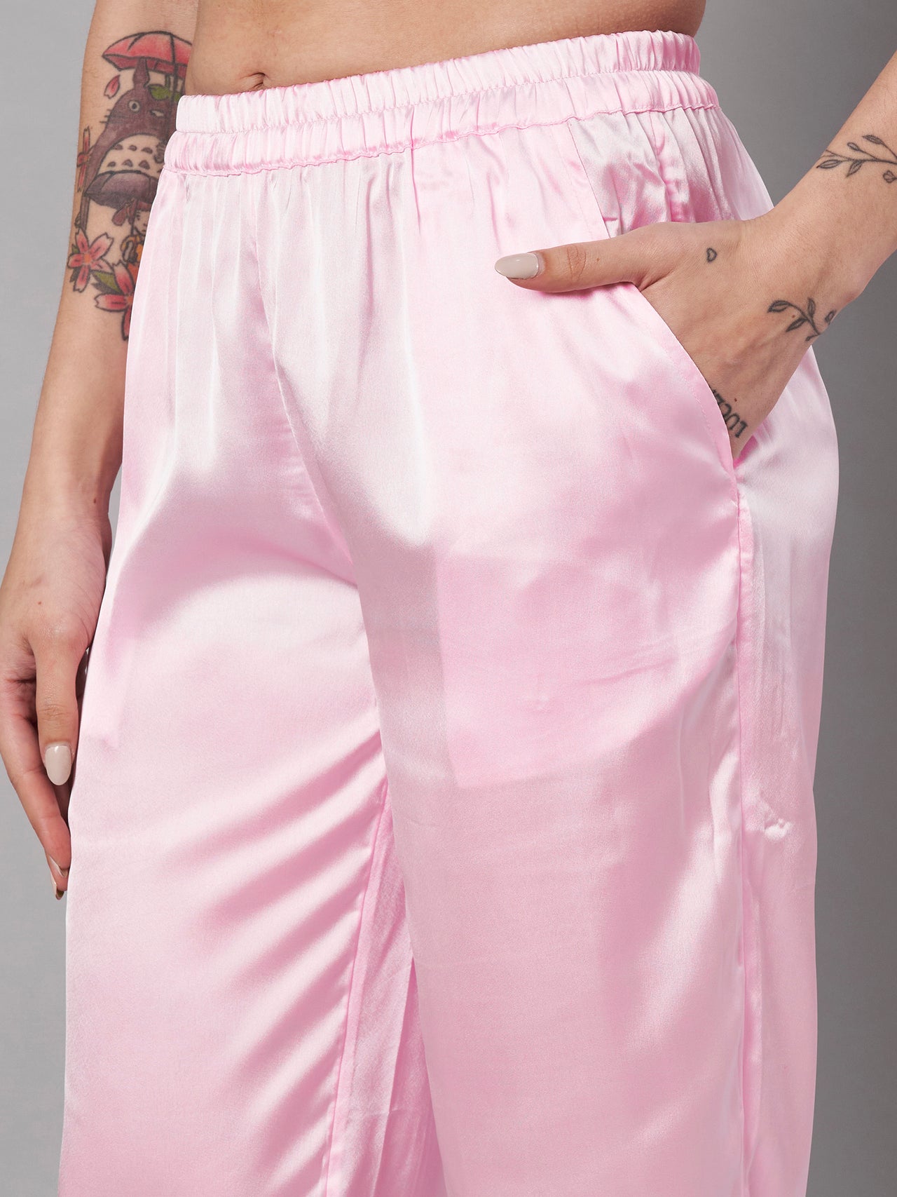 Solid Stylish Pink Trousers For Women
