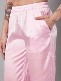 Thumbnail for Solid Stylish Pink Trousers For Women