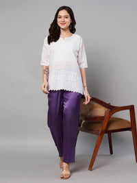 Thumbnail for Solid Stylish Purple Trousers For Women