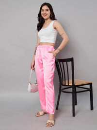 Thumbnail for Solid Stylish Pink Trousers For Women