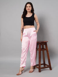 Thumbnail for Solid Stylish Pink Trousers For Women