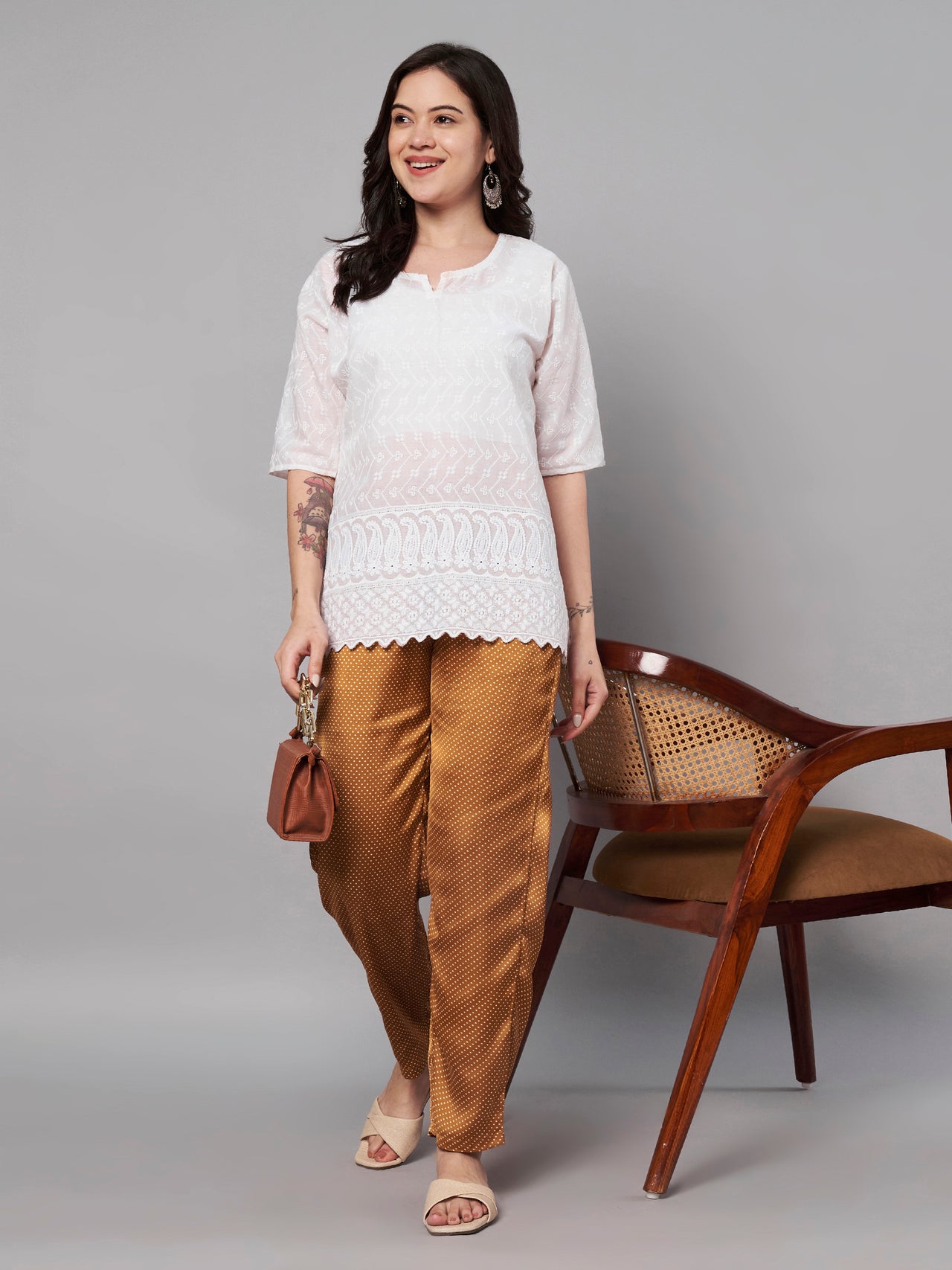 Solid Stylish Brown Trousers For Women
