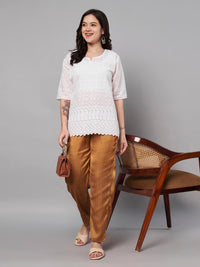 Thumbnail for Solid Stylish Brown Trousers For Women