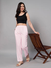 Thumbnail for Solid Stylish Pink Trousers For Women