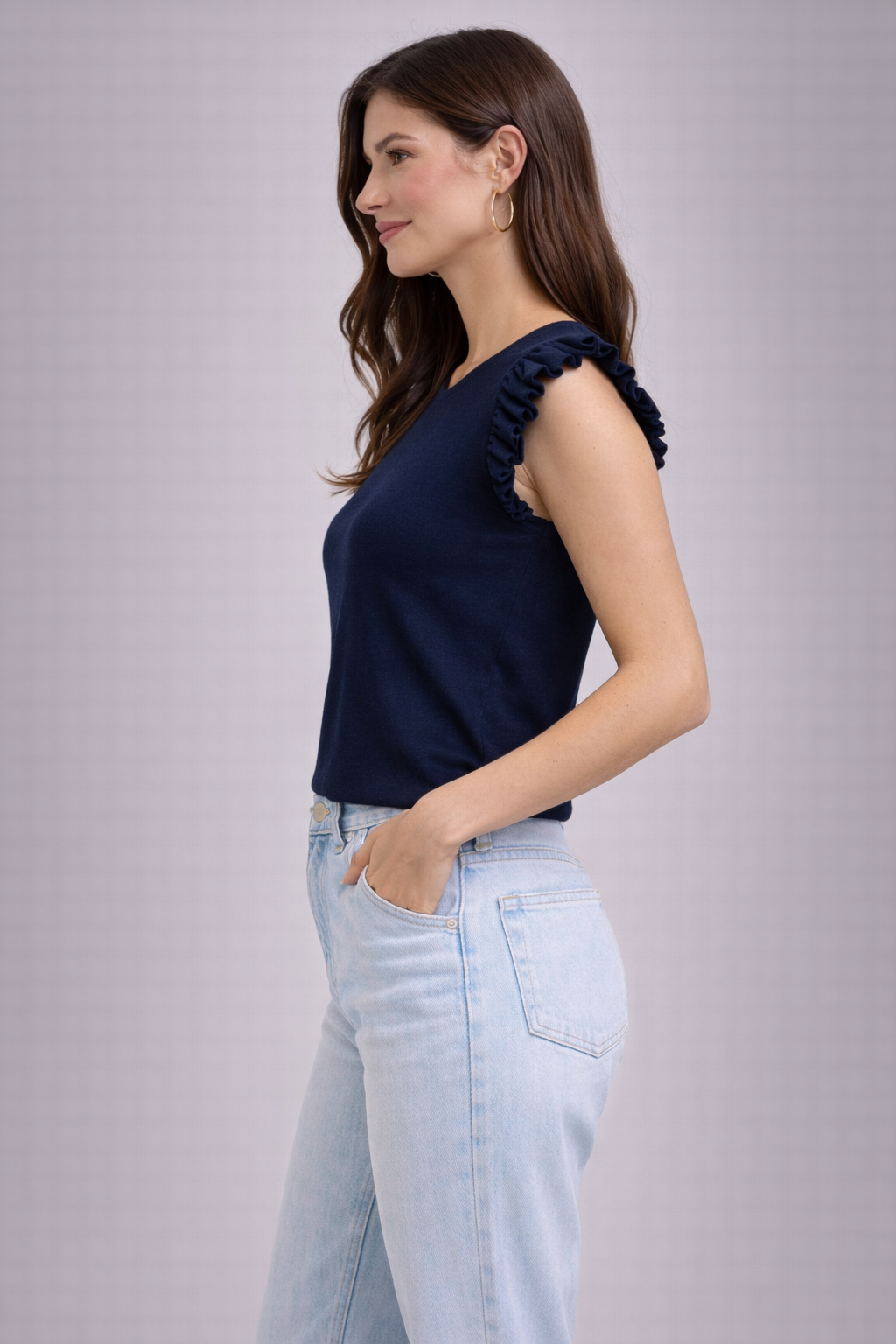 Women Solid Navy Blue crop Top