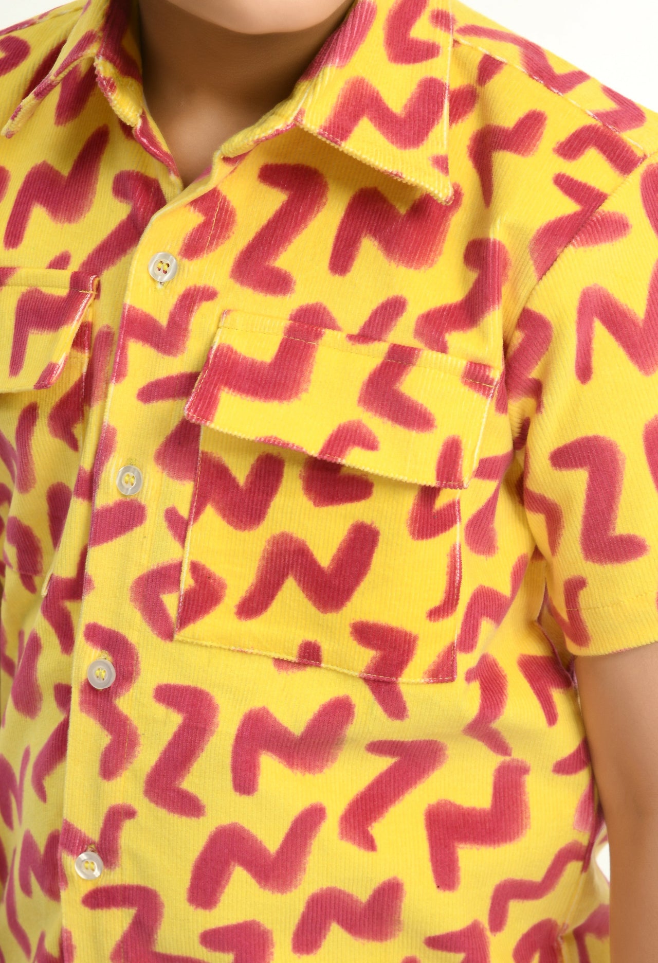 Yellow Printed Corduroy Shirt