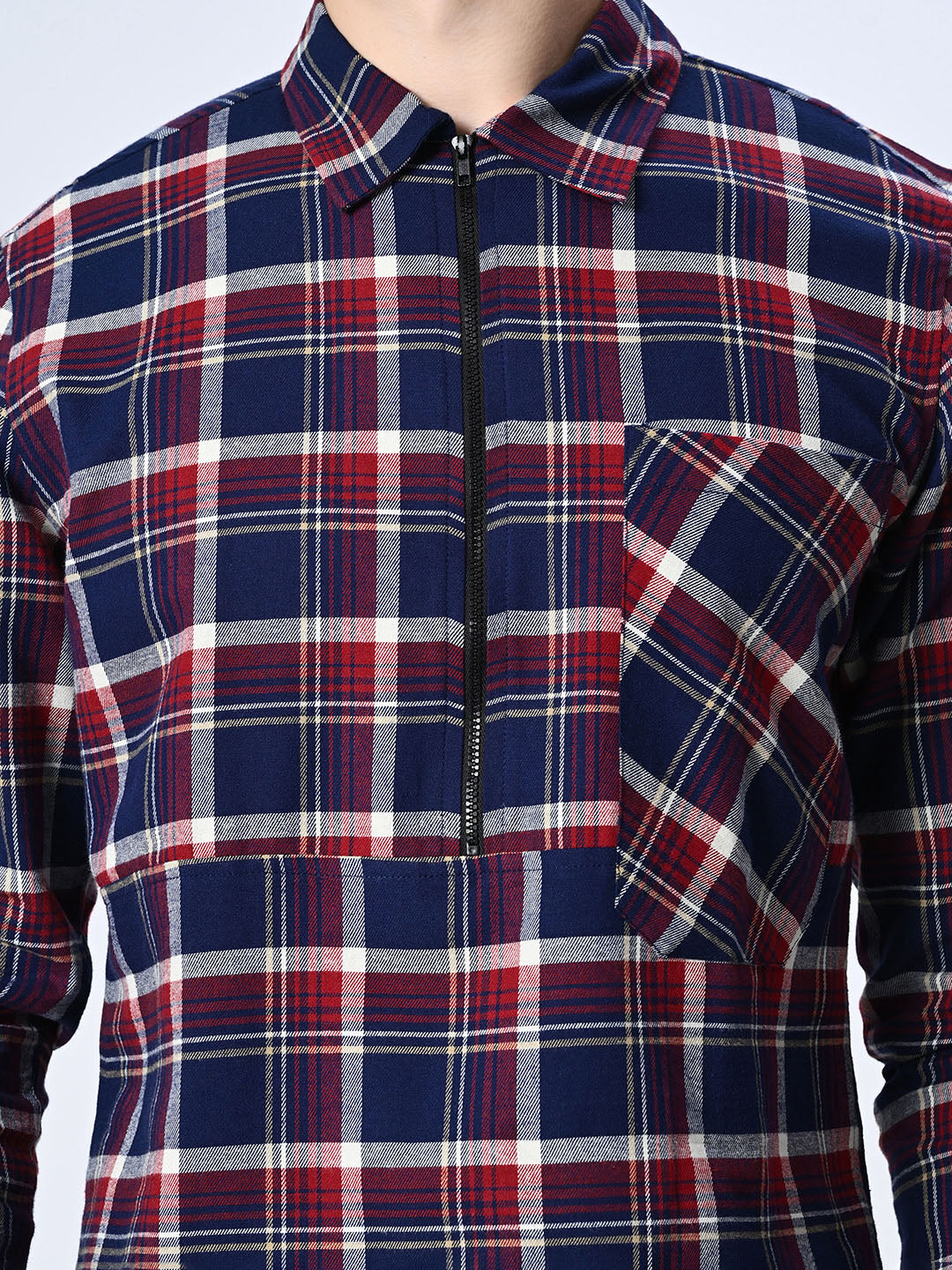 Zippered Checks Overshirt