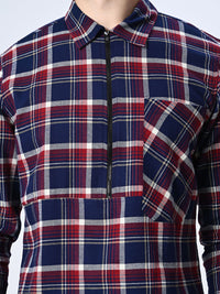 Thumbnail for Zippered Checks Overshirt