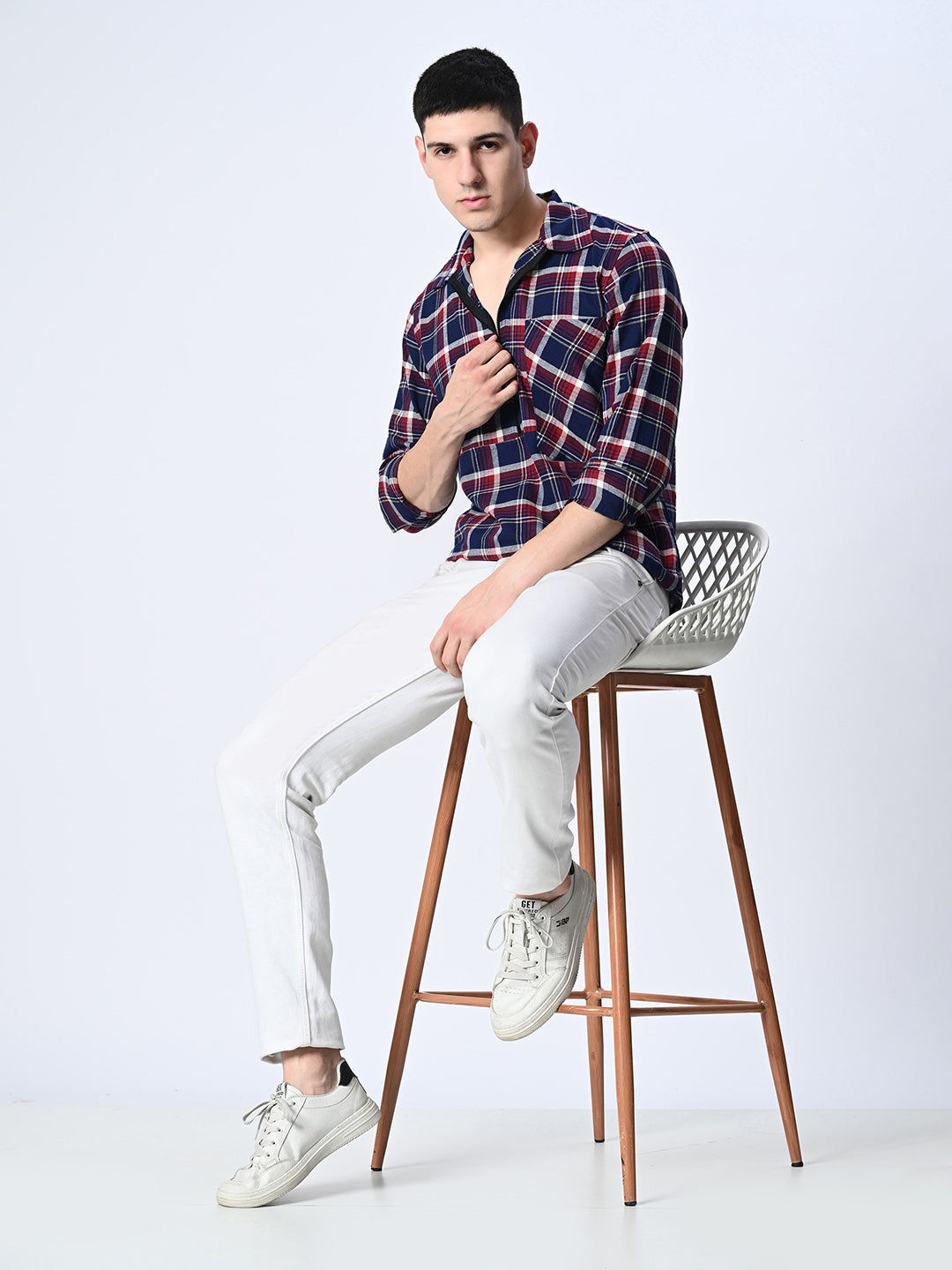 Zippered Checks Overshirt