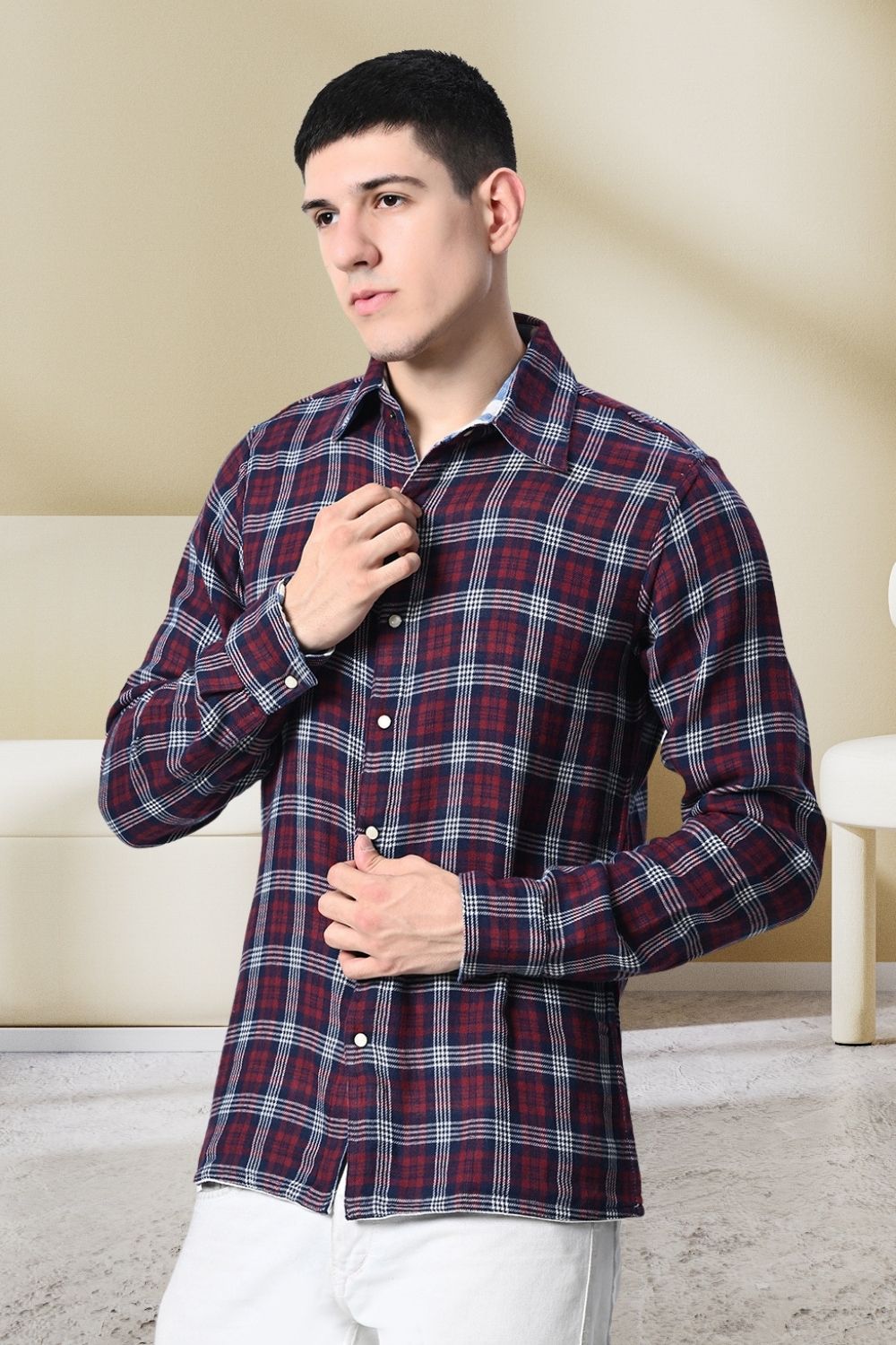 Men Standard Checked Casual Reversible Shirt