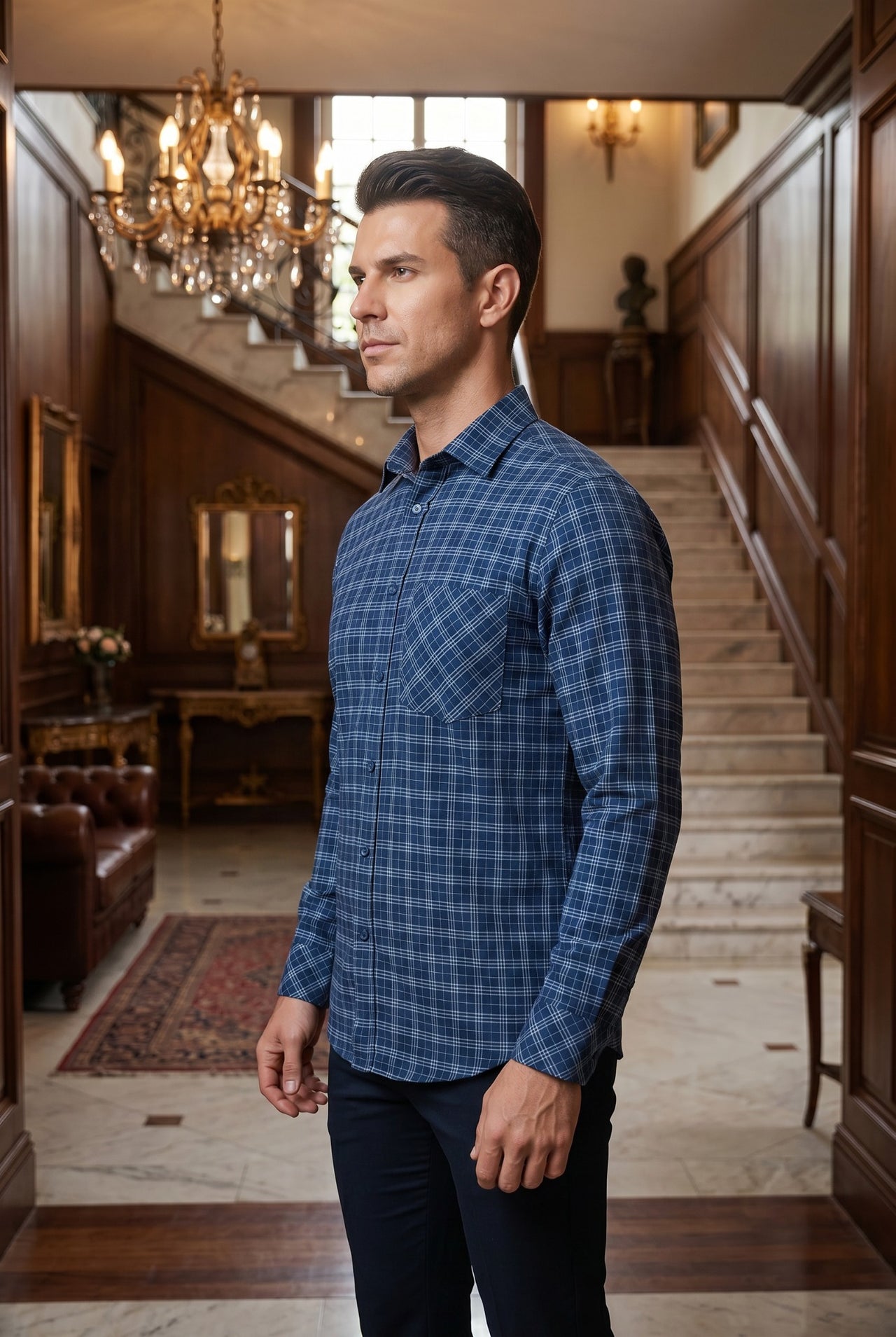 Men Black Solid Cotton Casual Shirt Full Sleeve Regular Fit Everyday Wear