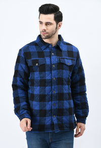 Thumbnail for Blue checked oversized flannel jacket