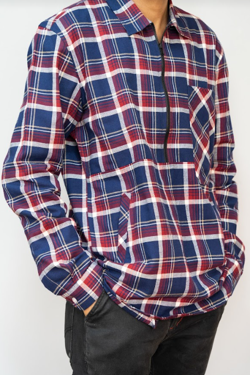 Zippered Checks Overshirt